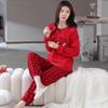 Aifen Teng Women's Pajamas Set: Pure Cotton, Long Sleeve, Long Pants, Casual Home Wear, Suitable for Spring, Autumn, and Winter.