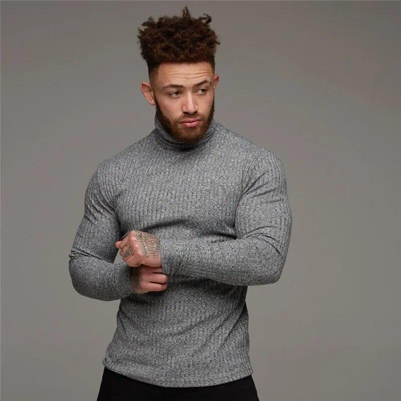 Herbst Winter Rollkragen männer Dünne Pullover Lässig Feste Warme Slim Fit Pullover Männer Pullover Bodenbildung Shirt