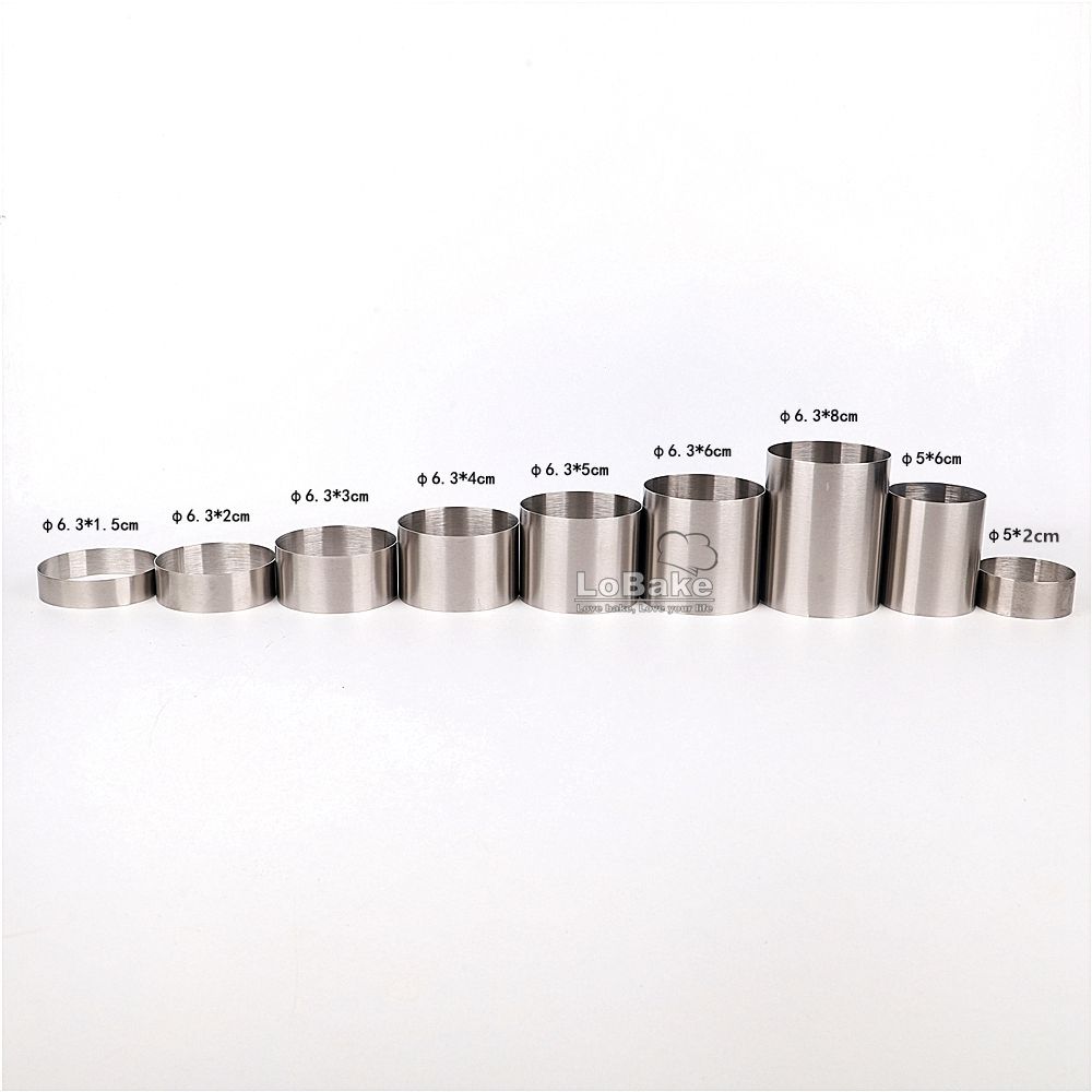 10pcs/lot Diameter 5cm 6.3cm round shape various height stainless steel mousse cake ring mini tiramisu molding cutter DIY baking