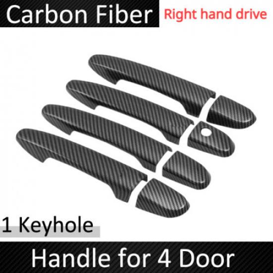 8Pcs Carbon Fiber W/ Keyless Door Handle Cover Trim For Mazda 2 3 6 CX3 CX5 CX9