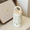 Homemade Retro Ins English Alphabet Portable Thermos Cup, Large-Capacity Simple Stainless Steel 304 Thermos Cup