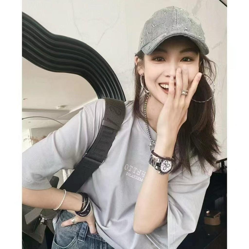 Denim Baseball Cap With Letter Print And Adjustable Fit For Casual Men Women