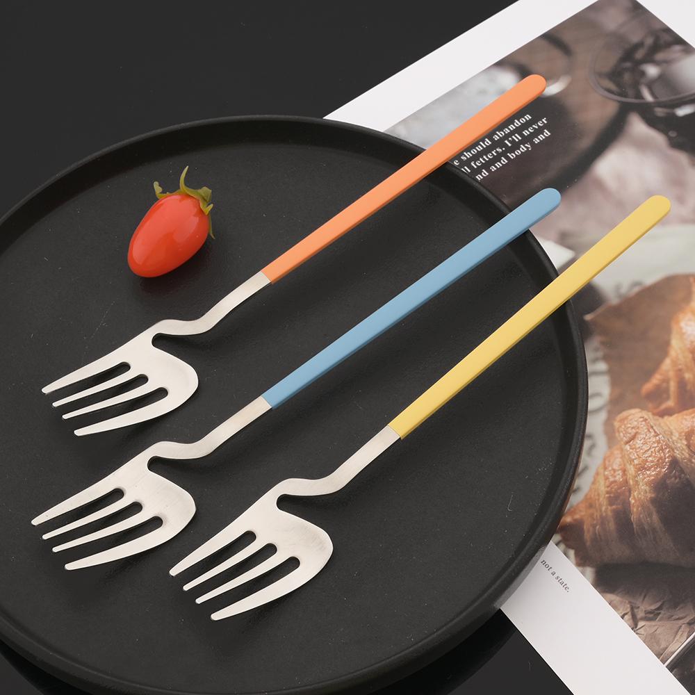 4Pcs Blue Silver Stainless Steel Cutlery Set Kitchen Silverware Dinnerware Knife Fork Spoon Flatware Set Brushed Stain Tableware Utensils