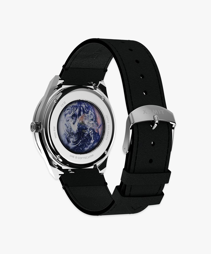 Taimaegseu X Nasa Q Timex Vintage Black Leather Watch 40Mm