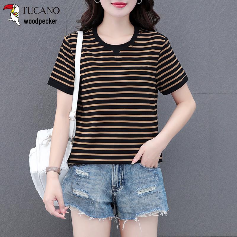 Woodpecker Women's Striped Cotton Short Sleeve T-Shirt