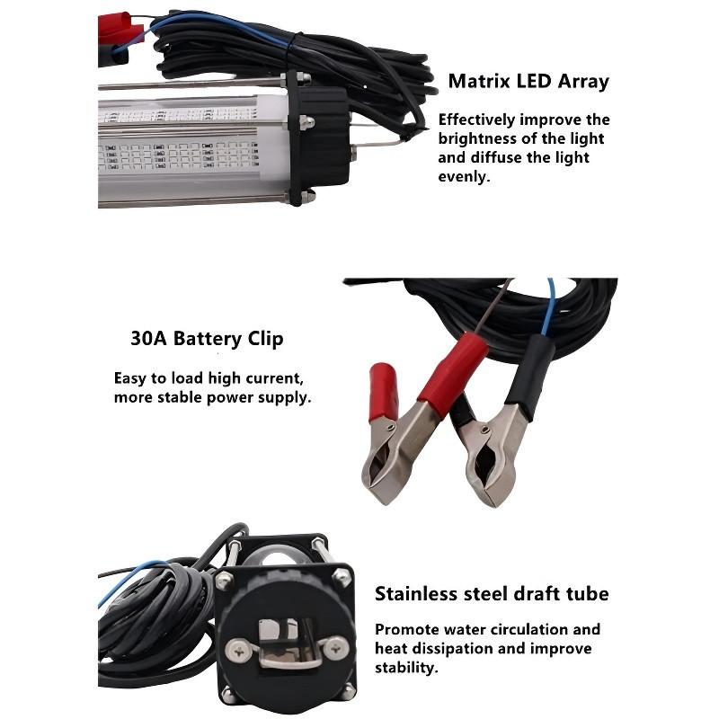 120W/180W Portable Underwater Fishing Light 12V Submersible Fishing Finder Accessories High-Power LED Fish Lure Light