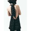 Summer New Product Women's Clothes Bowknot Decoration Asymmetric Hem Design Polka Dot Hanging Collar Tops 3559564