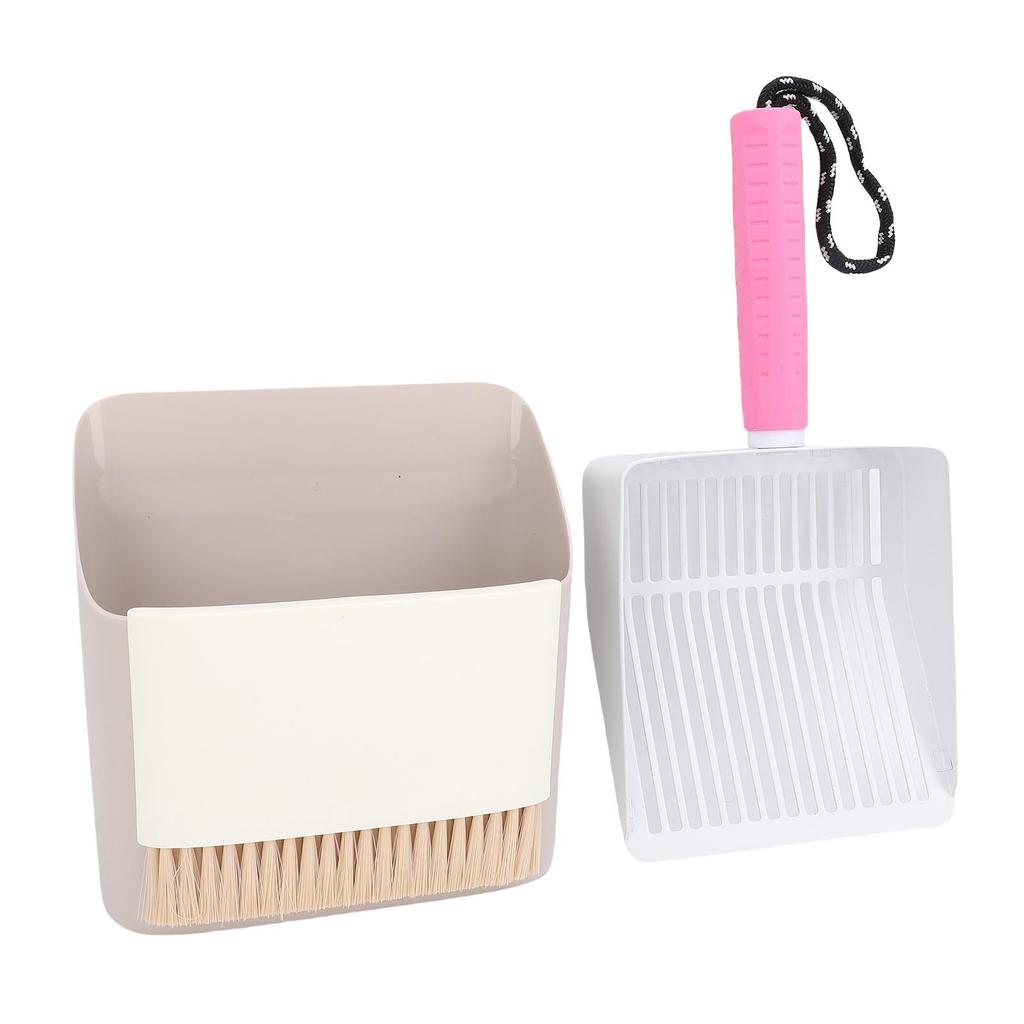 Cat Litter Scoop with Holder Base Broom Dustpan Set Detachable Stainless Steel Kitty Litter Scooper