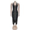 Sexy Figurbetontes Langes Damenkleid mit Strasssteinen