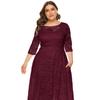 Taglie forti Xl-6xl Abito da sera popolare di nuova moda Lunghezza media Abiti da donna in pizzo cavo Rosso Bianco Nero Blu Verde Abiti