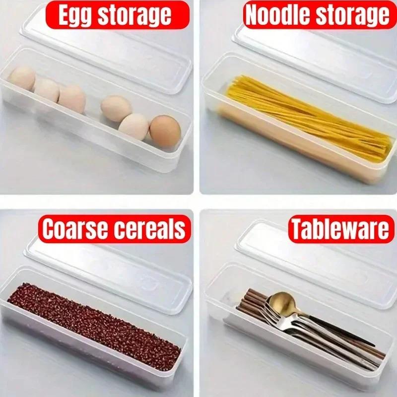 1/2Pcs Refrigerator Storage Boxes with Lid Plastic Fresh Keeping Box Kitchen Scallions Cilantro Eggs Noodles Sealed Container
