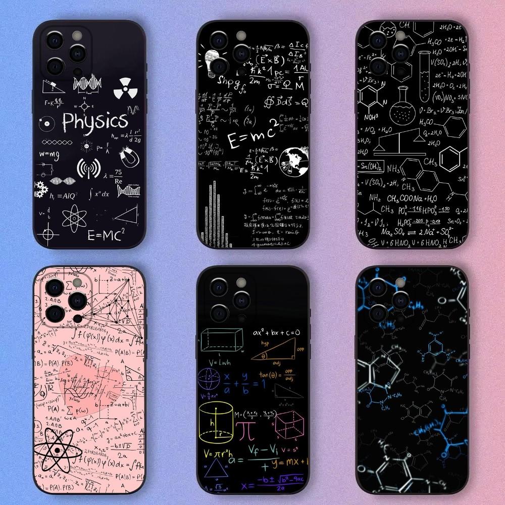 Physics Chemical Math Formula Phone Case For Apple iPhone 15,14,13,12,11,Pro,X,XS,Max,XR,Plus,Mini Soft Black Shell