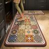 Carpet for Kitchen Set Non-slip Oil-proof Floor Mat Pvc Leather Waterproof Foot Mats American Vintage Decoration Long Strip Rug