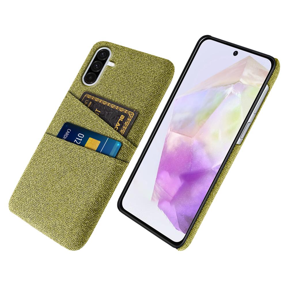 

For Samsung Galaxy A36 5G Case Cloth+Hard PC Phone Cover with Dual Card Slots Yellow