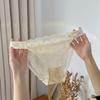 Transparent Rhinestone Mesh Briefs Mid Waist Women's Underpants Sweet Floral Lace Panties  Female