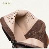 Johnature Genuine Leather Hollow-out Boots Retro Round Toe Breathable Sandals Versatile Women Flat Shoes