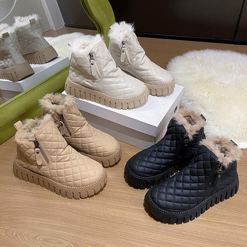 Fleece high-top snow boots for women's 2025 winter new student ins Korean version of warm and casual thick bottom height increase ZY12296