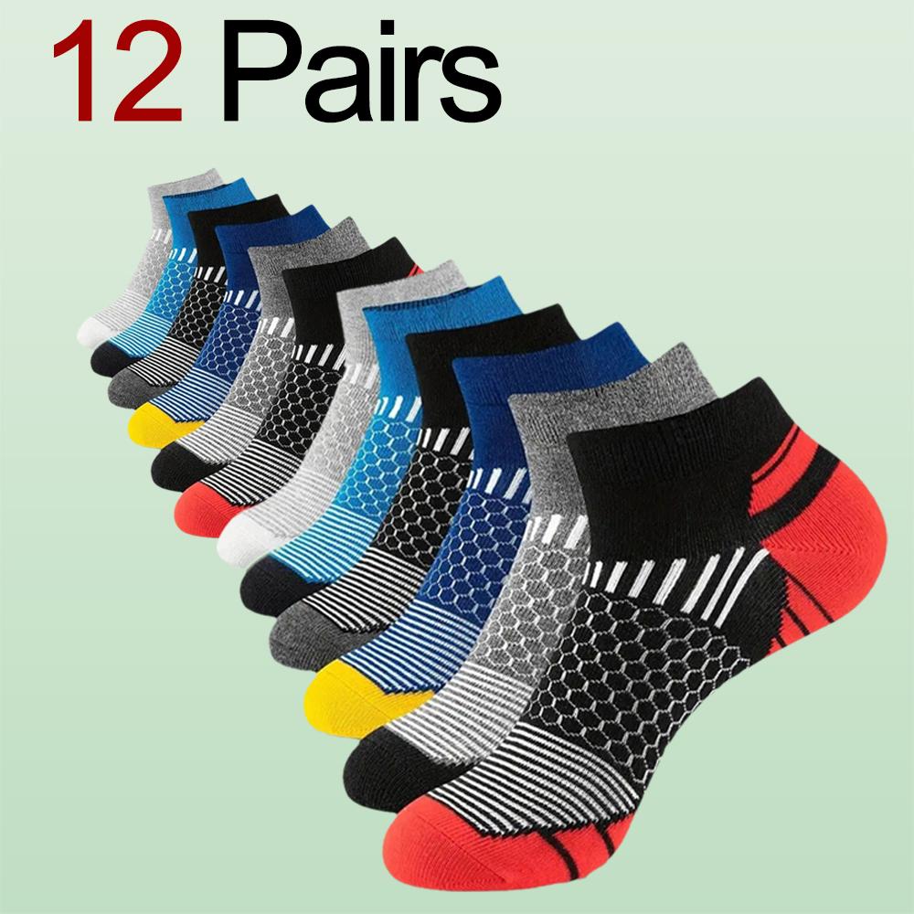6/12 Pairs for Both Men Women Suitable Sports Low Top Socks Sweat Absorbing Breathable Thin Odor Proof Running Leisure Socks