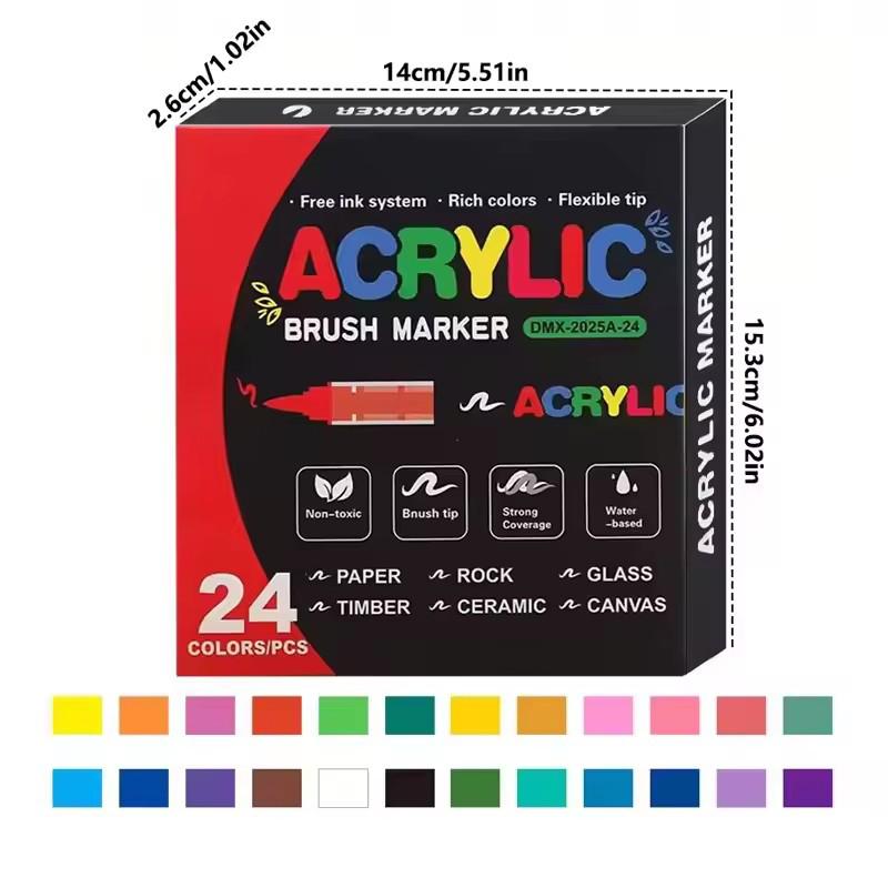 12-72 Colors Acrylic Paint Markers, Soft Brush Tip Large Ink Capacity Acrylicmarker Brush Pens, Professional-Grade Paint Pen