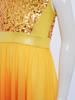 Girls Liturgical Dance Dress - Sleeveless Mock Neck Tunic with Asymmetrical Hem & Shiny Sequins for Worship Performance