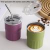 2pcs 304 Stainless Steel Cups Stackable Metal Cold Water Glasses Double Walled Drinking Cup with Straw and Lid