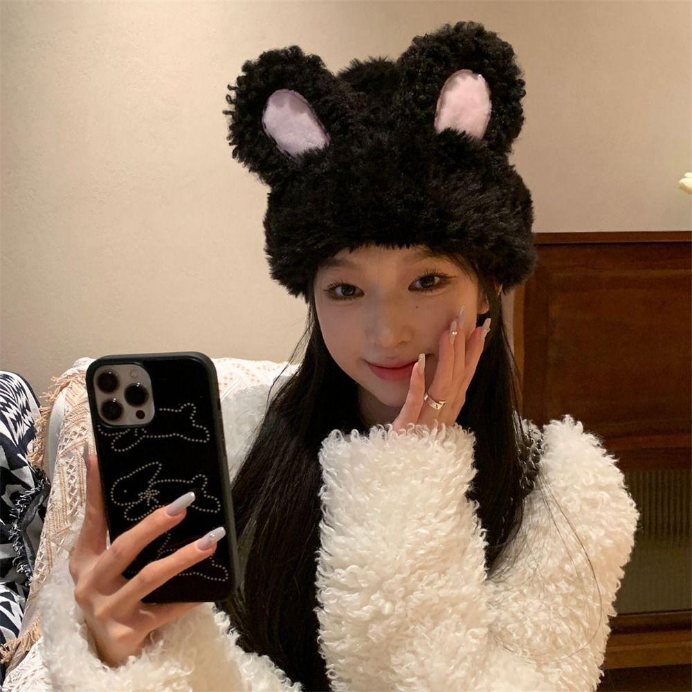 Rabbit Ears Beanie Hat Winter Warm Bonnet Caps Fashion Plush Hat  Outdoor