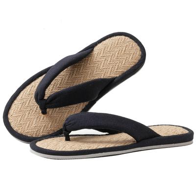 zenHome Jute Hemp Thong Room Room Fits Tatami Solid Sizes Slippers, Sandals, Shoes, Mats, Color, Unisex, Black, 26.5-28cm