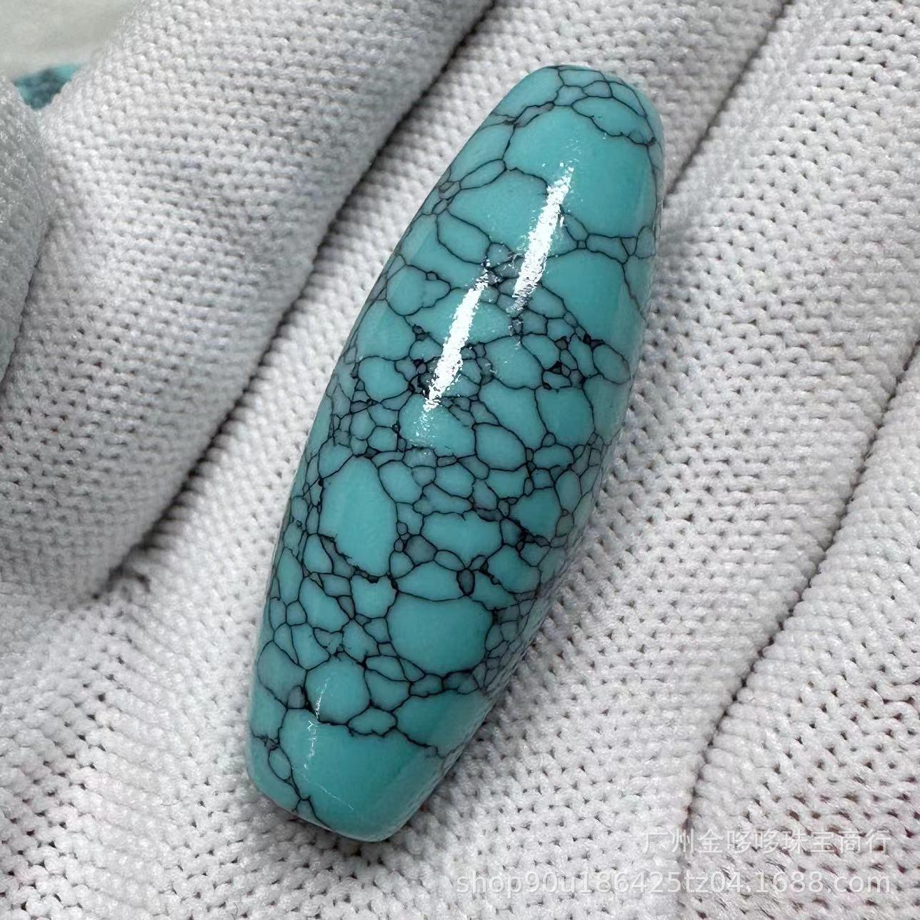 Magnesite Loose Beads Imitation Turquoise Tianzhu Net Pattern Barrel Accessories 15x40mm