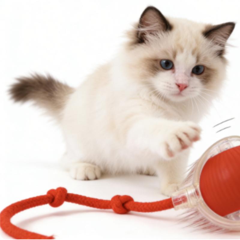 Rechargeable Smart Pet Interactive Toy Automatic Rolling Ball with Tail Cat Interactive Ball Toy Intelligent Mouse for Cats