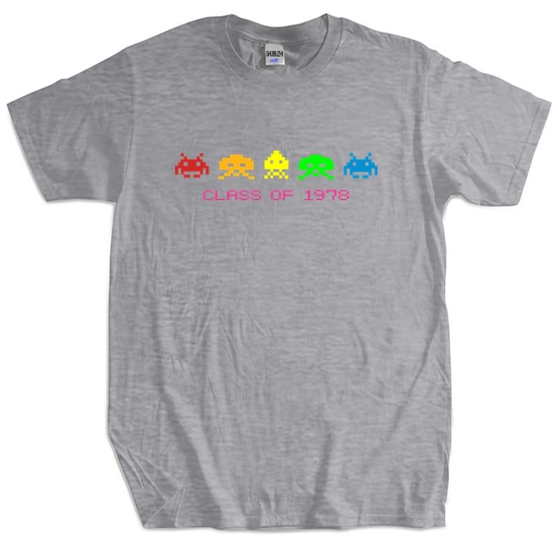 

New fashion t-shirt cotton tees Retro SPACE INVADERS Class of 1978 T SHIRT C64 Console Video Games mens tshirt male gift tops 4XL