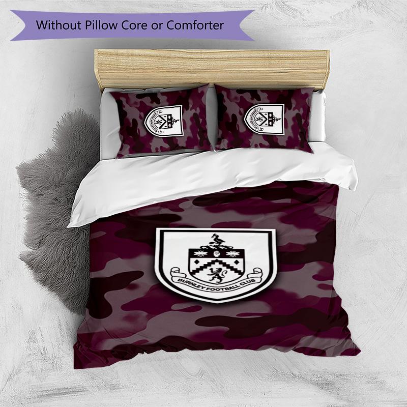 Set Lenzuola Stampato Burnley Football 3 Pezzi, Comodo Set Copripiumino per Camera da Letto Amico della Pelle