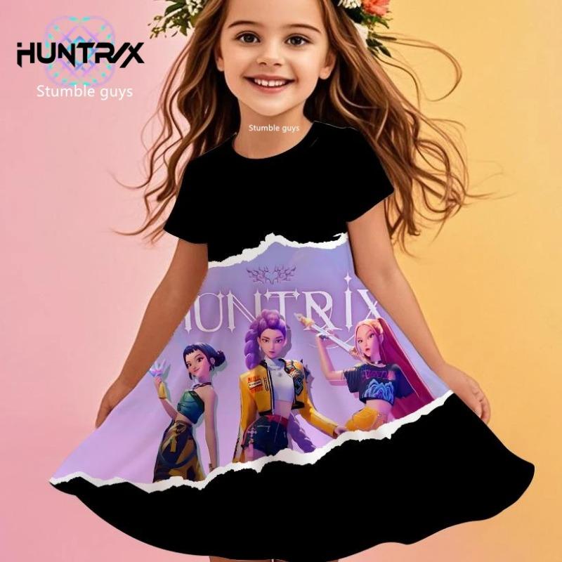 

Girls Kpop Cartoon Demon Hunters Dress Summer Kids Anime Princess Beach Outfit Casual Sleepwear 160