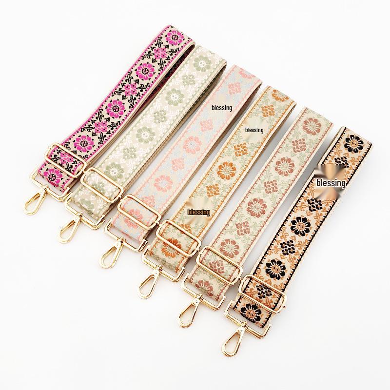 New Wide Jacquard Adjustable Crossbody Shoulder Strap - Women's Bag Accessory