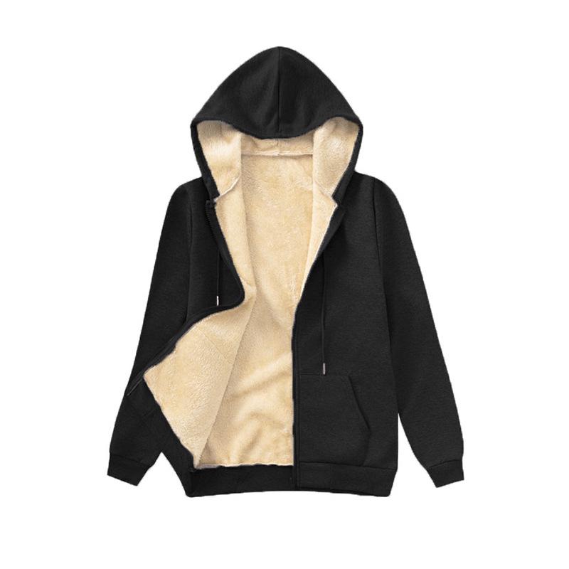 2023 Women's Winter Hooded Lambswool Pocket Sweatshirt Jacket