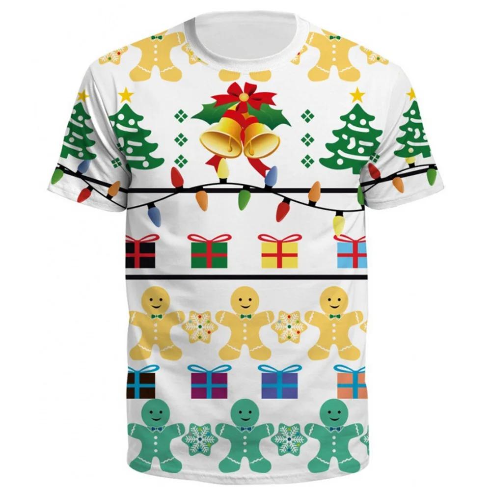Weihnachts-T-Shirts Weihnachtsmann 3D-Druck Herren Damen Mode Übergroße Kurzarm-Tees Oberteile Party Cosplay Kleidung
