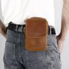 Men's Retro Genuine Leather Waist Bag, Crazy Horse Leather, Belt Hanging, Baotou Layer Leather, Mobile Phone Waist Bag, Double Layer Multi Pocket Bag