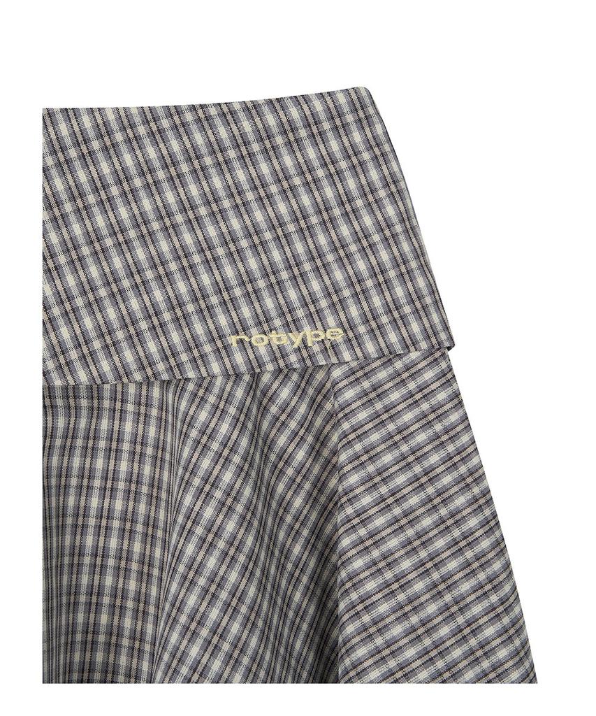 Lotaib Unbalance Button Check Skirt - Beige