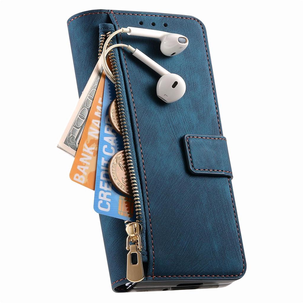 Retro Magnetic Zipper Leather Case for Samsung ZFold 7/6/5/4/3 with Card Slot