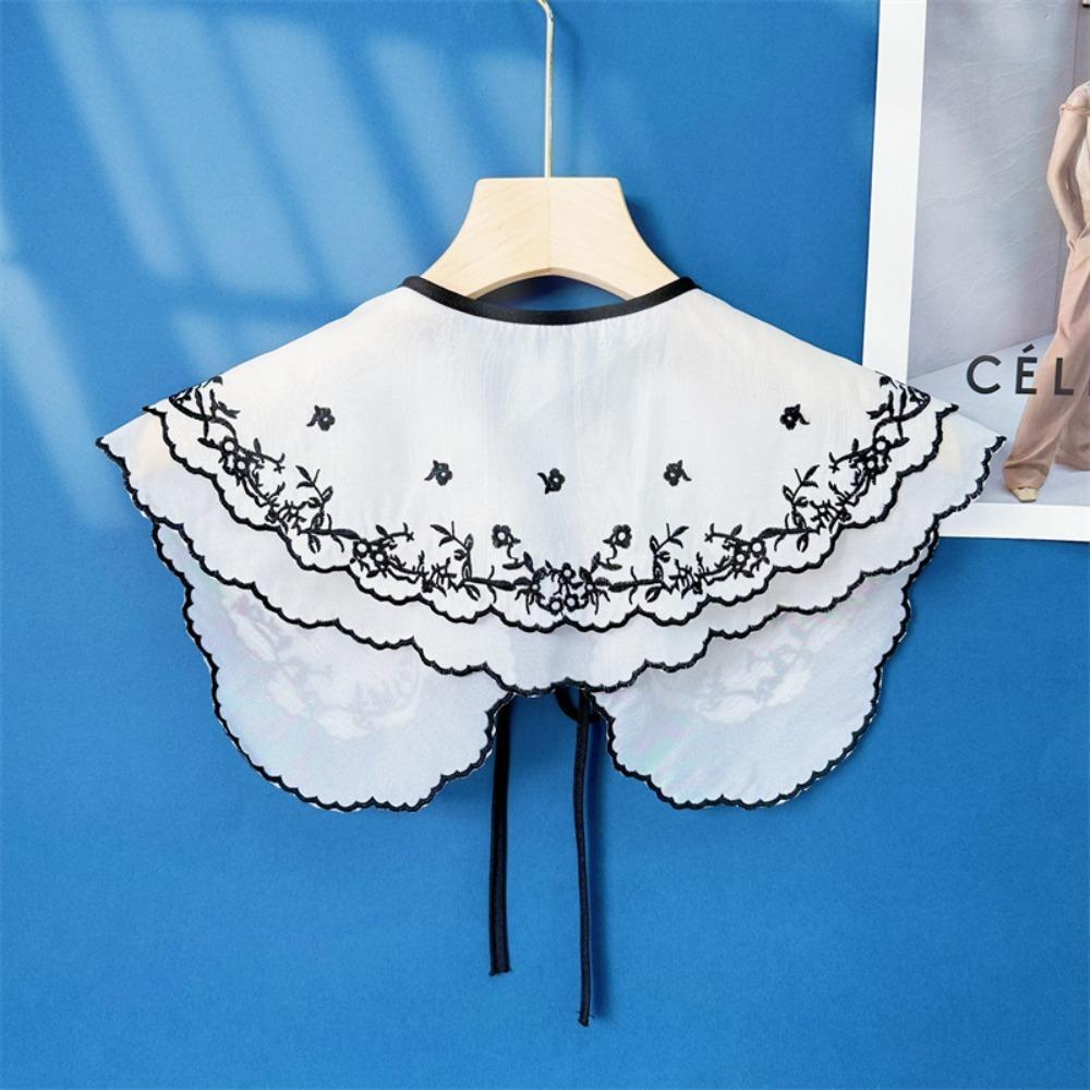 

Женское кружевное платье с вышивкой из органзы, искусственный воротник, блузка, декор, новый знак отличия на воротнике