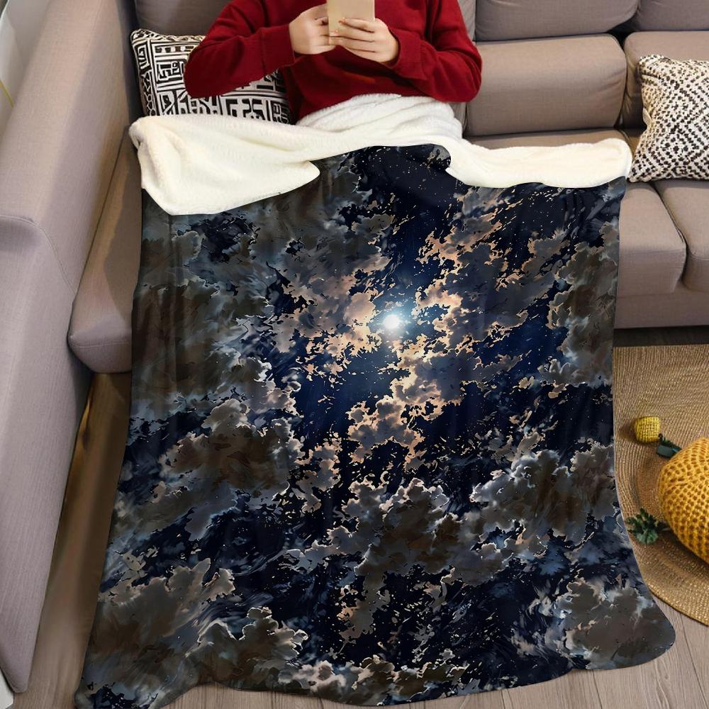 Nocturne Cloud Glow Flannel Blanket Warm Soft Halloween Christmas Couch Warm Cozy Decorative Decor Gift for All Season