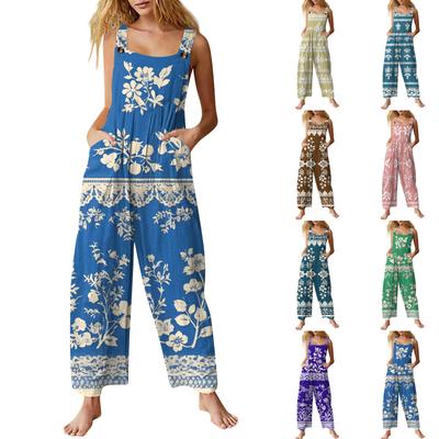 Women’s Casual Sleeveless Jumpsuit With Printed Jumpsuit, Fashionable And Loose Jumpsuit