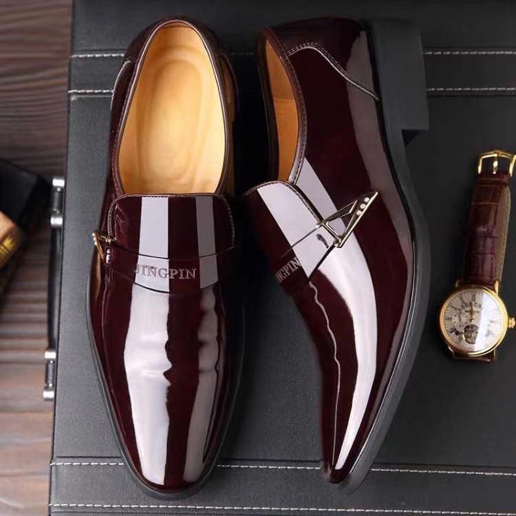 Spring and Autumn Men's Inner Height Increase Business Hole Dress Leather Shoes Men's Youth Casual Shoes Men's