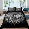 Black Death Moth Bedding Set Gothic Skull Duvet Cover Set Butterfly Bedclothes 2/3pcs Moon Stars Luxury Home Textiles