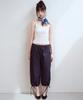 OAFISH Button Point Ribbon Pants, Navy