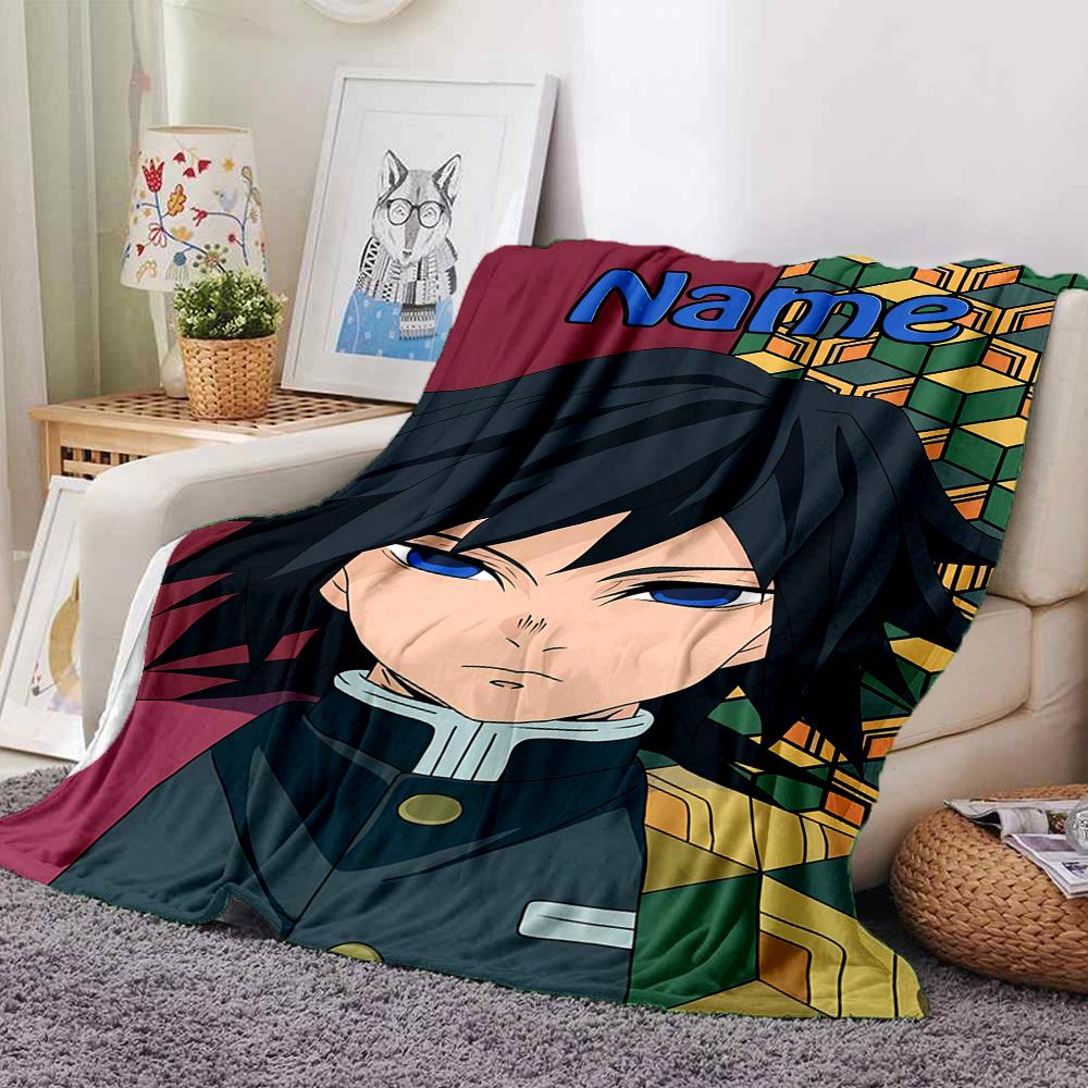 Customiz Name Personality Demon Slayer characters Blanket Soft &Warm Sofa Office Bed Travel Lunch Break Blanket, Gift Suitable All Seasons