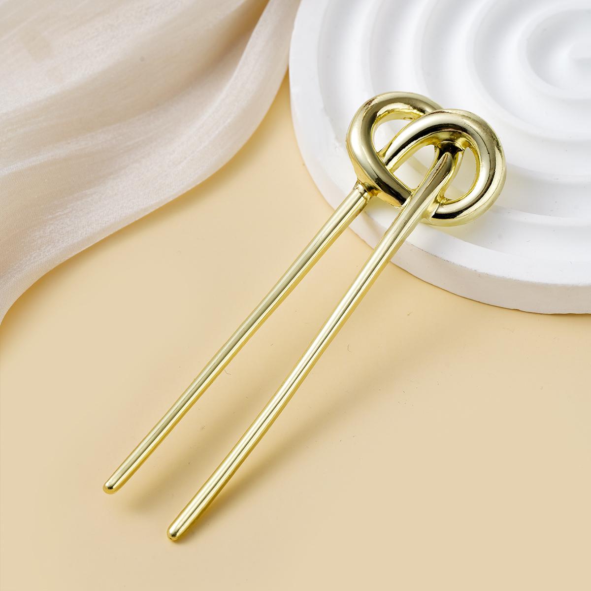 

Metal Alkali Water Knot Hairpin for Women, Ins Golden Surface Rope Knot Hairpin Headwear, Simple and Versatile Hair Accessory