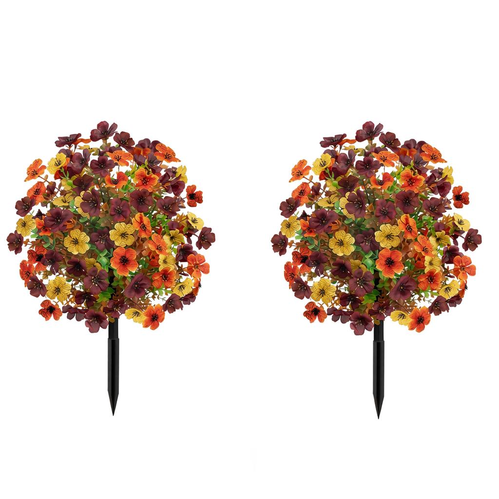 2pc Artificial Flower Garden Stakes for Outdoor Yard Decoration Durable Plastic Stem with Realistic Floral Design for Autumn Seasonal Display