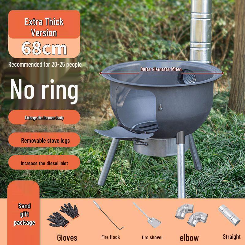 Portable Outdoor Iron Wood-Burning Stove for Rural Households