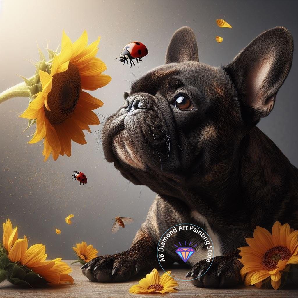 Cute French Bulldog Animal Diamond Painting Kit 5D DIY Dog Diamond Embroidery Cross Embroidery Handmade Art Gift Home Decoration