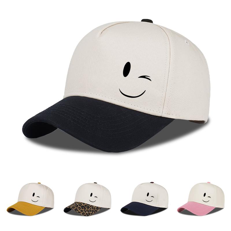 Freedom Outdoors Women's Black Smiley Face Printed Baseball Cap: Lightweight, Breathable, And Adjustable—Unisex Casual Sun Hat